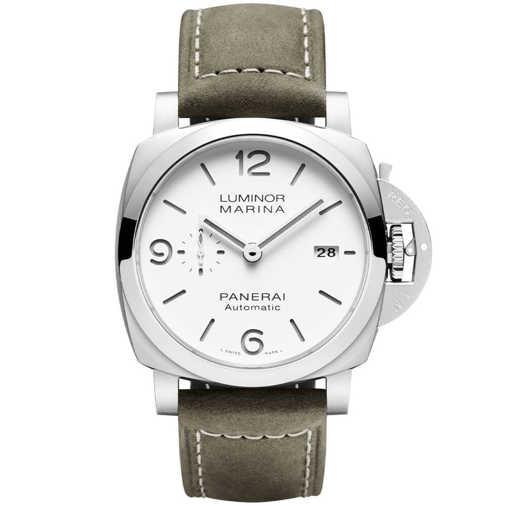 Panerai Luminor Marina Steel White Dial 44mm Automatic Strap Watch - Berry's Jewellers