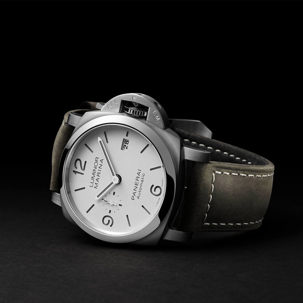 Panerai Luminor Marina Steel White Dial 44mm Automatic Strap Watch - Berry's Jewellers