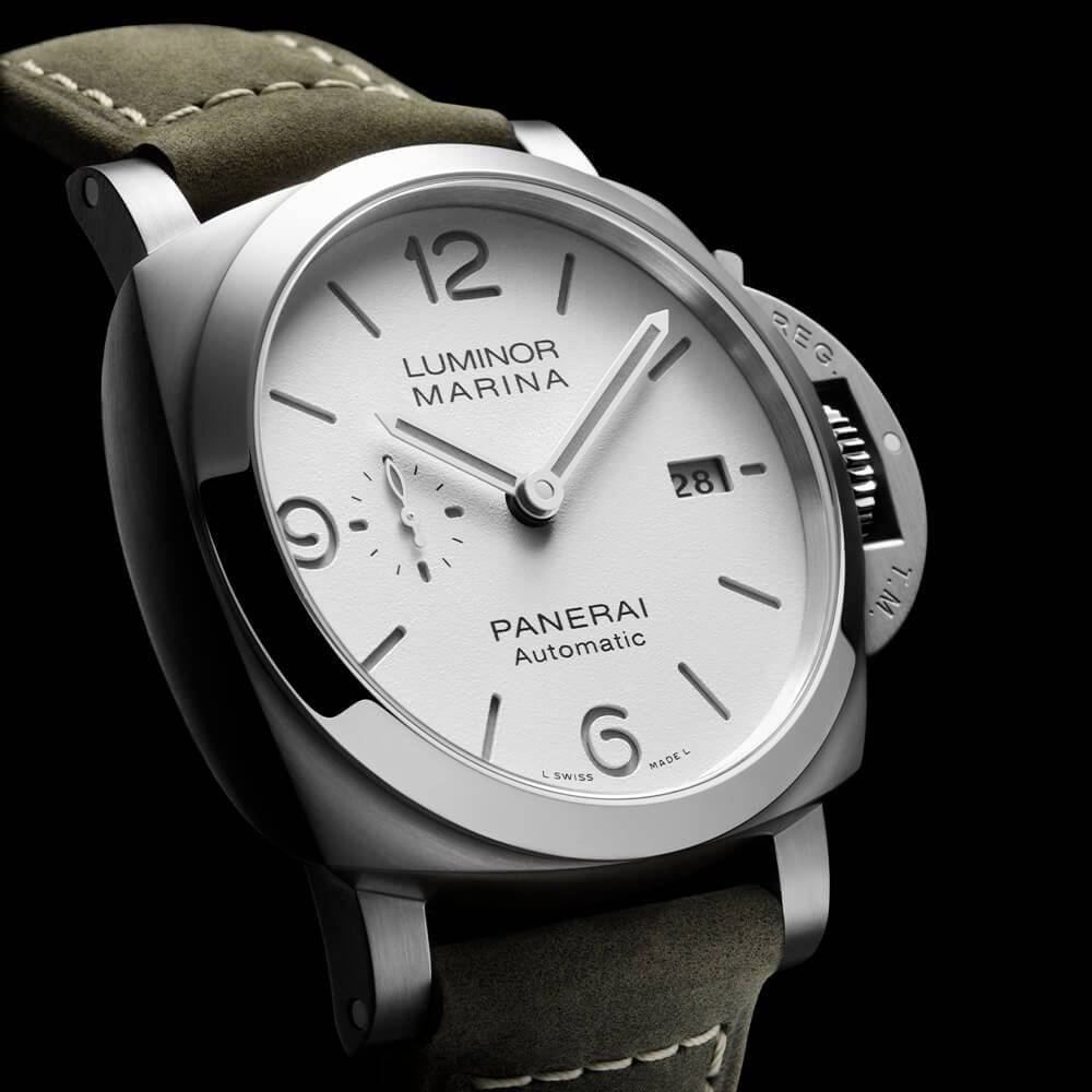 Panerai Luminor Marina Steel White Dial 44mm Automatic Strap Watch - Berry's Jewellers