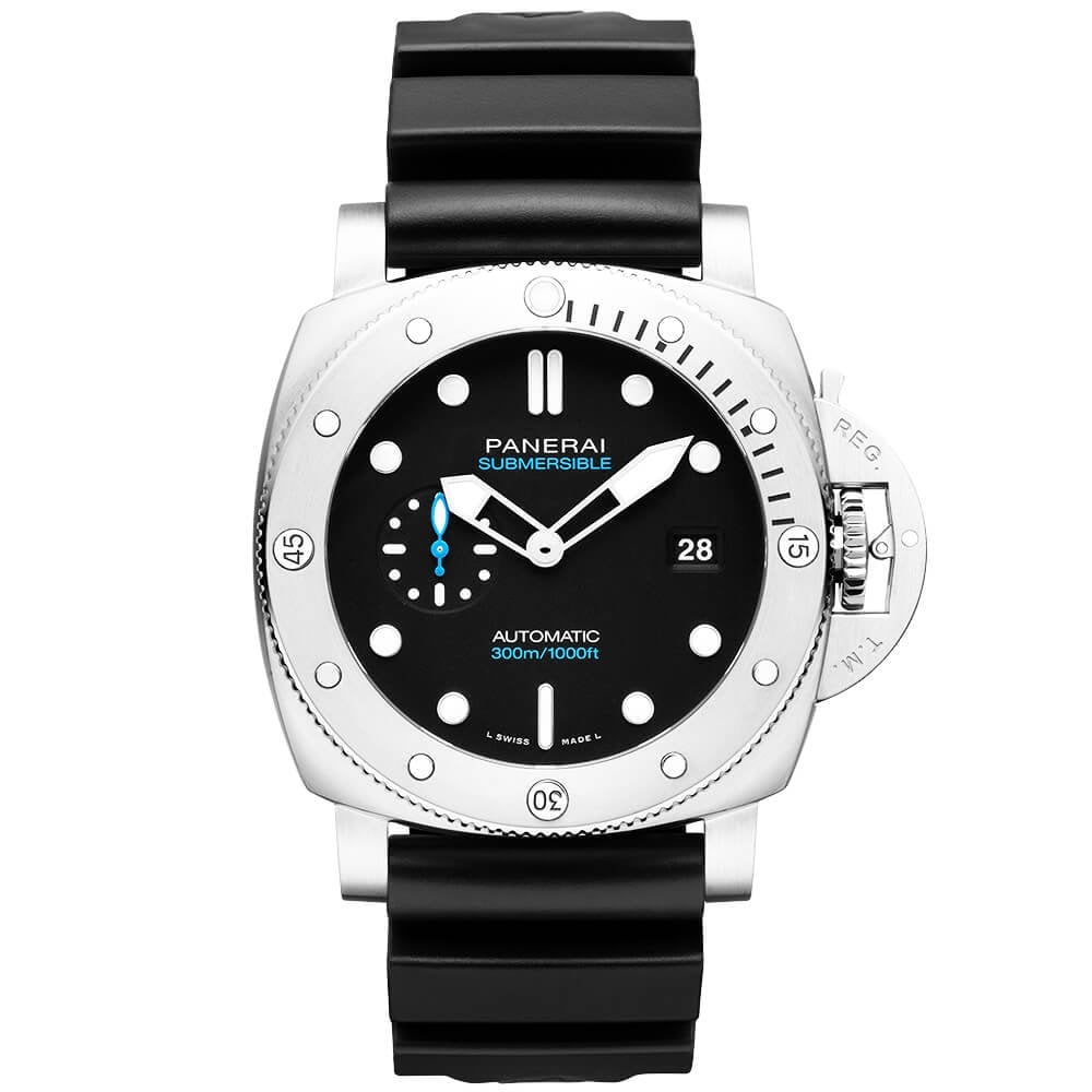 Submersible QuarantaQuattro 44mm Black Dial Rubber Strap Watch