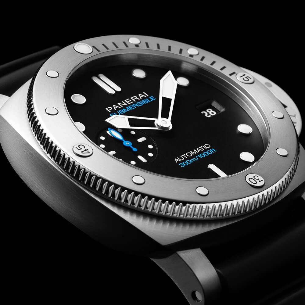 Panerai Submersible QuarantaQuattro 44mm Black Dial Rubber Strap Watch - Berry's Jewellers