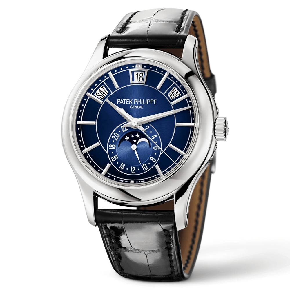 Patek Philippe Annual Calendar 18ct White Gold 40mm Blue Sunburst Dial Men's Watch - Berry's Jewellers