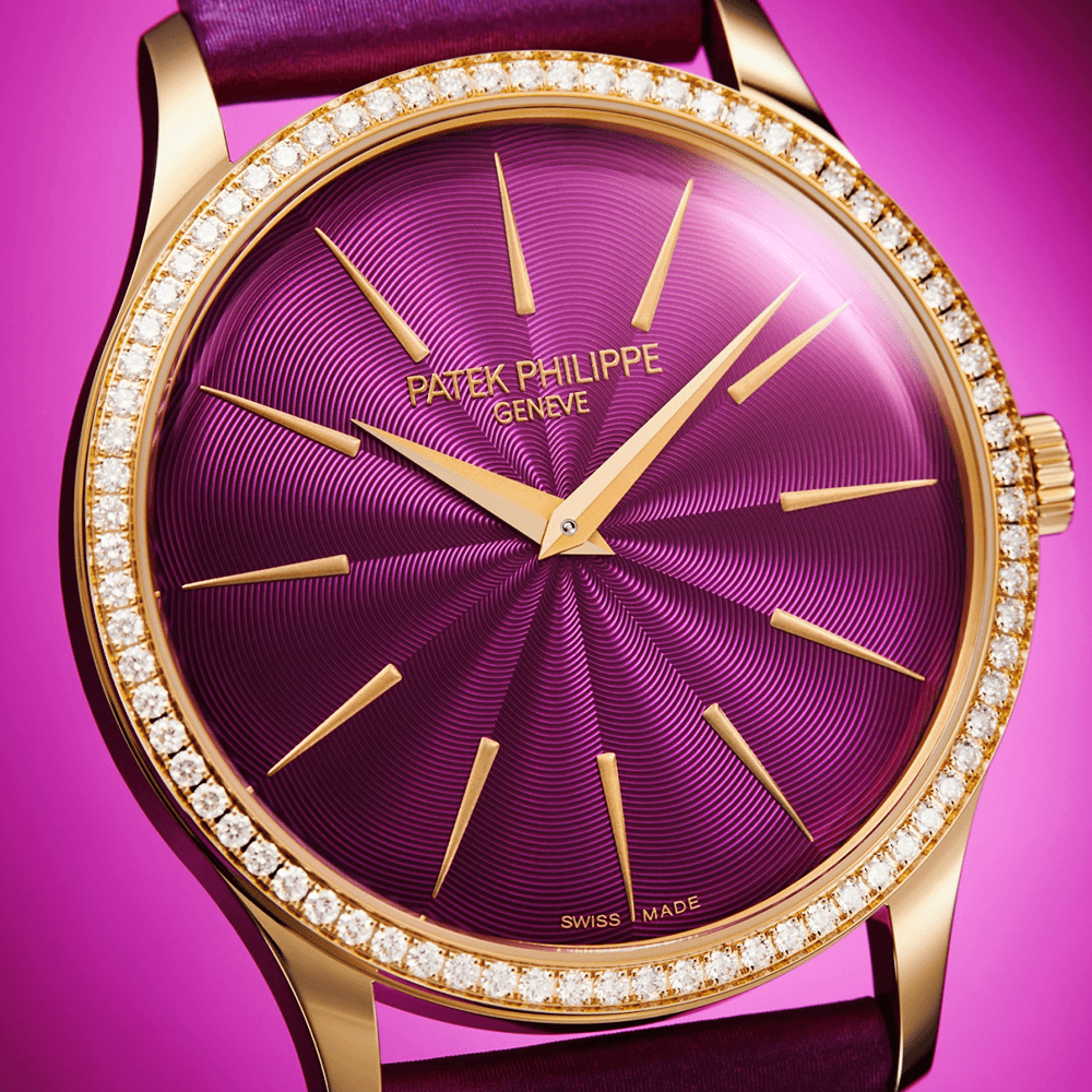 Patek Philippe Calatrava 18ct Rose Gold 35mm Purple Dial Ladies Automatic Watch - Berry's Jewellers