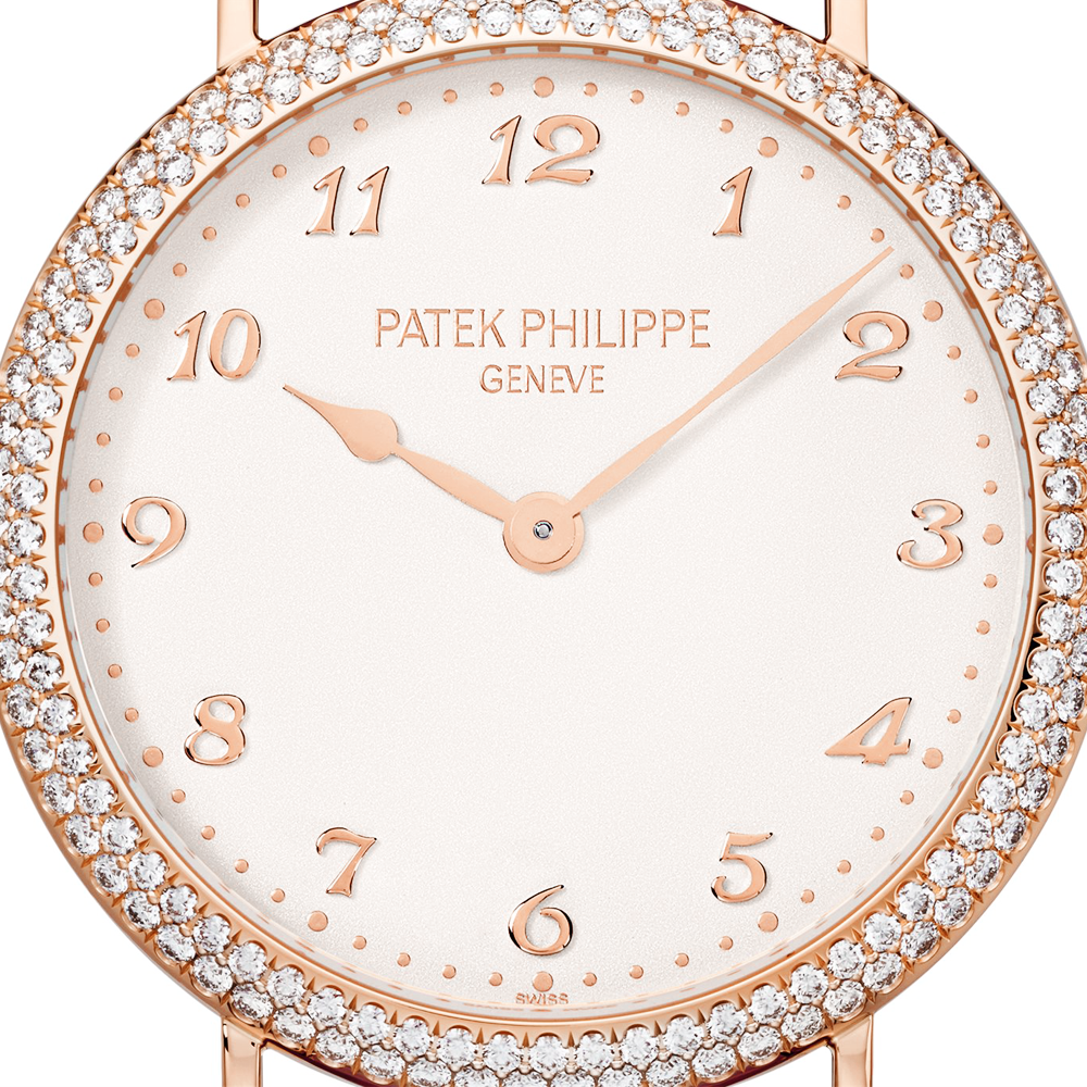 Patek Philippe Calatrava 18ct Rose Gold Double Row Diamond Bezel Automatic Ladies Strap Watch - Berry's Jewellers