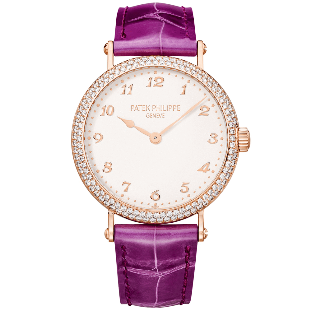 Patek Philippe Calatrava 18ct Rose Gold Double Row Diamond Bezel Automatic Ladies Strap Watch - Berry's Jewellers