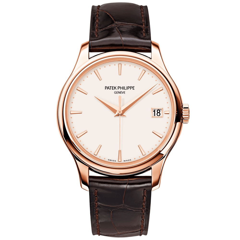 Patek Philippe Calatrava 18ct Rose Gold Ivory Dial Men's Automatic Leather Strap Watch - Berry's Jewellers