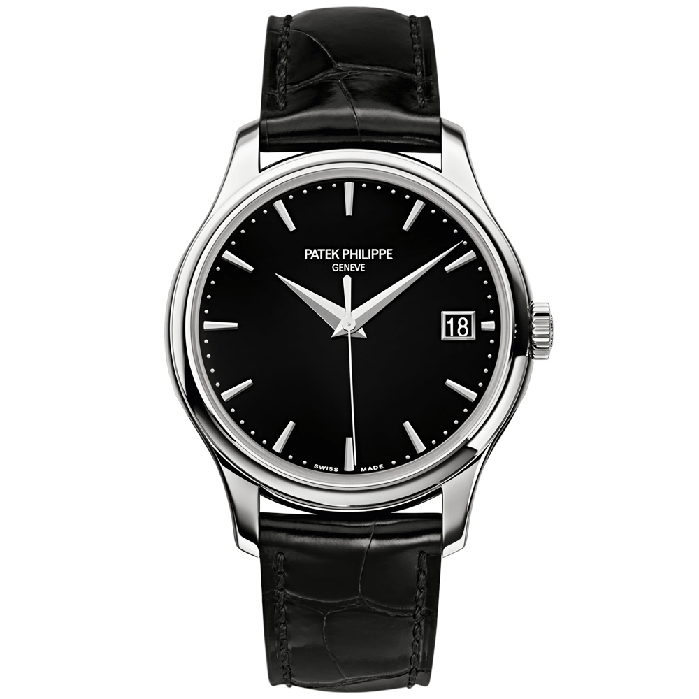 Patek Philippe Calatrava 18ct White Gold 39mm Black Dial Men's Leather Strap Watch - Berry's Jewellers