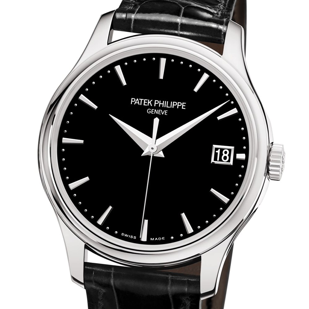 Patek Philippe Calatrava 18ct White Gold 39mm Black Dial Men's Leather Strap Watch - Berry's Jewellers