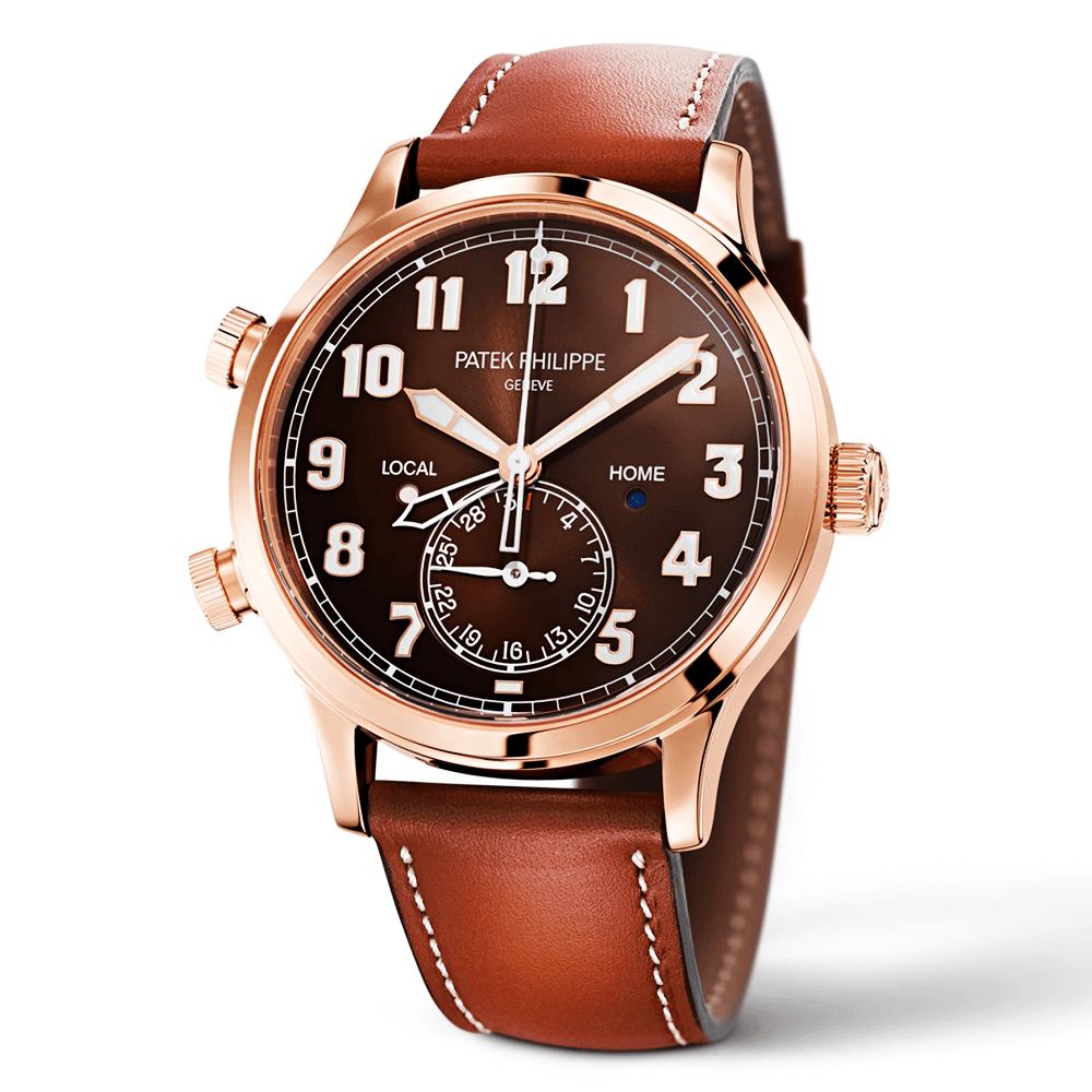 Patek Philippe Calatrava Pilot Travel Time 42mm 18ct Rose Gold Men's Watch - Berry's Jewellers