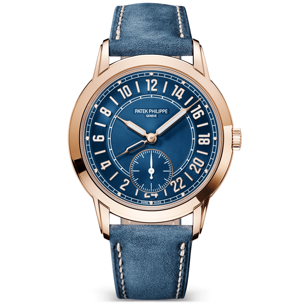 Patek Philippe Complications Travel Time 42mm 18ct Rose Gold Blue Dial Men's Watch - Berry's Jewellers