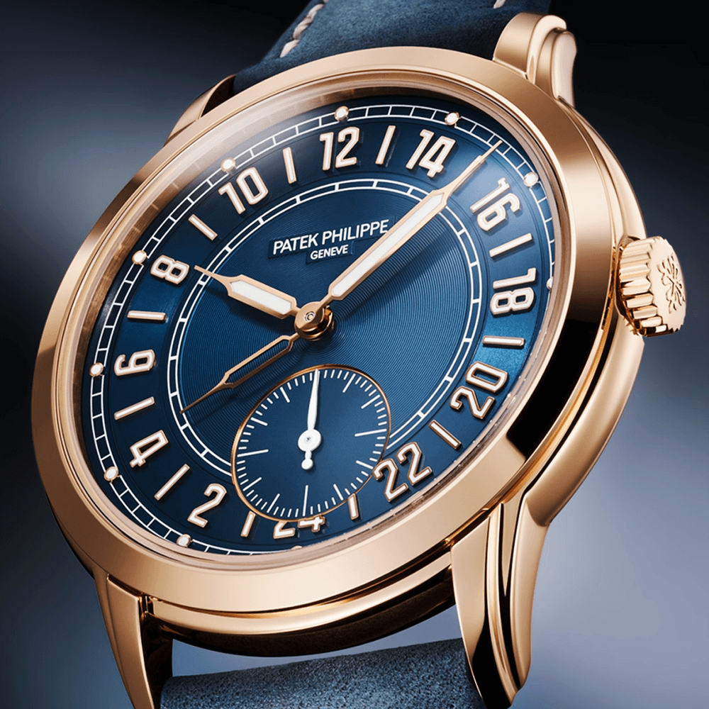 Patek Philippe Complications Travel Time 42mm 18ct Rose Gold Blue Dial Men's Watch - Berry's Jewellers