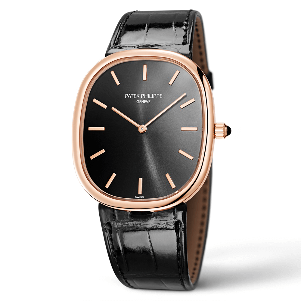 Patek Philippe Golden Ellipse 18ct Rose Gold Black Dial Men's Automatic Watch - Berry's Jewellers