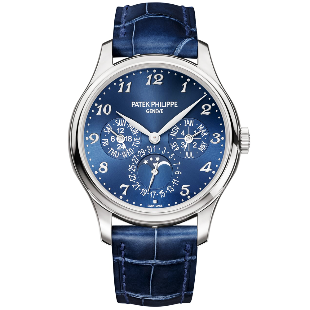 Grand Complication Perpetual Calendar 39mm 18ct White Gold Blue Dial Men's Strap Watch