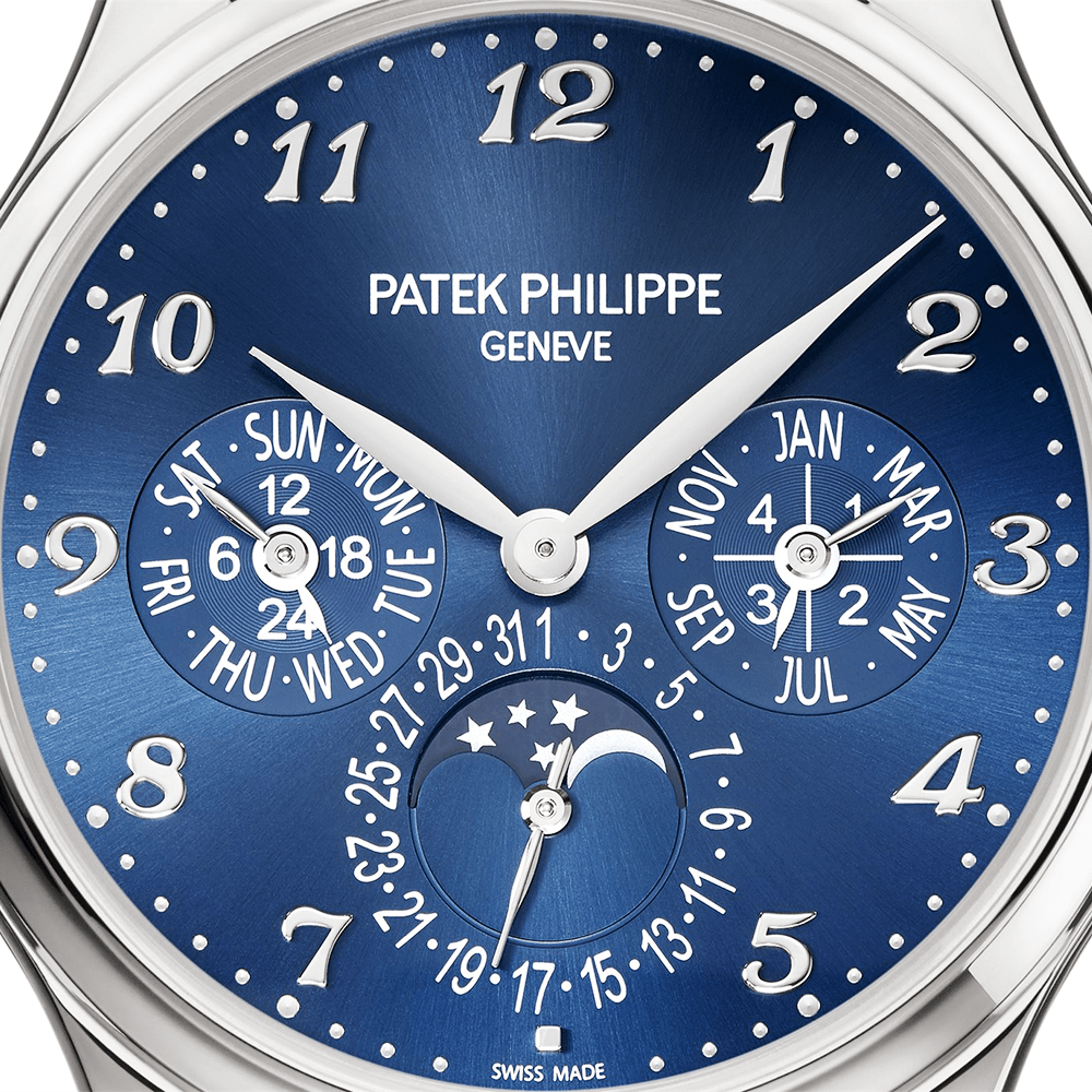 Patek Philippe Grand Complication Perpetual Calendar 39mm 18ct White Gold Blue Dial Men's Strap Watch - Berry's Jewellers