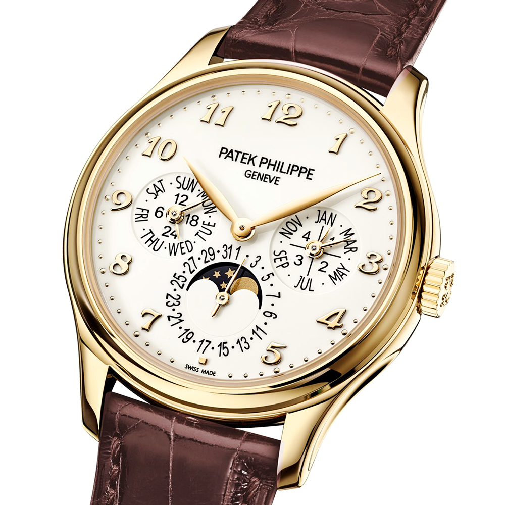 Grand Complication Perpetual Calendar 39mm 18ct Yellow Gold Silver Dial Men's Strap Watch