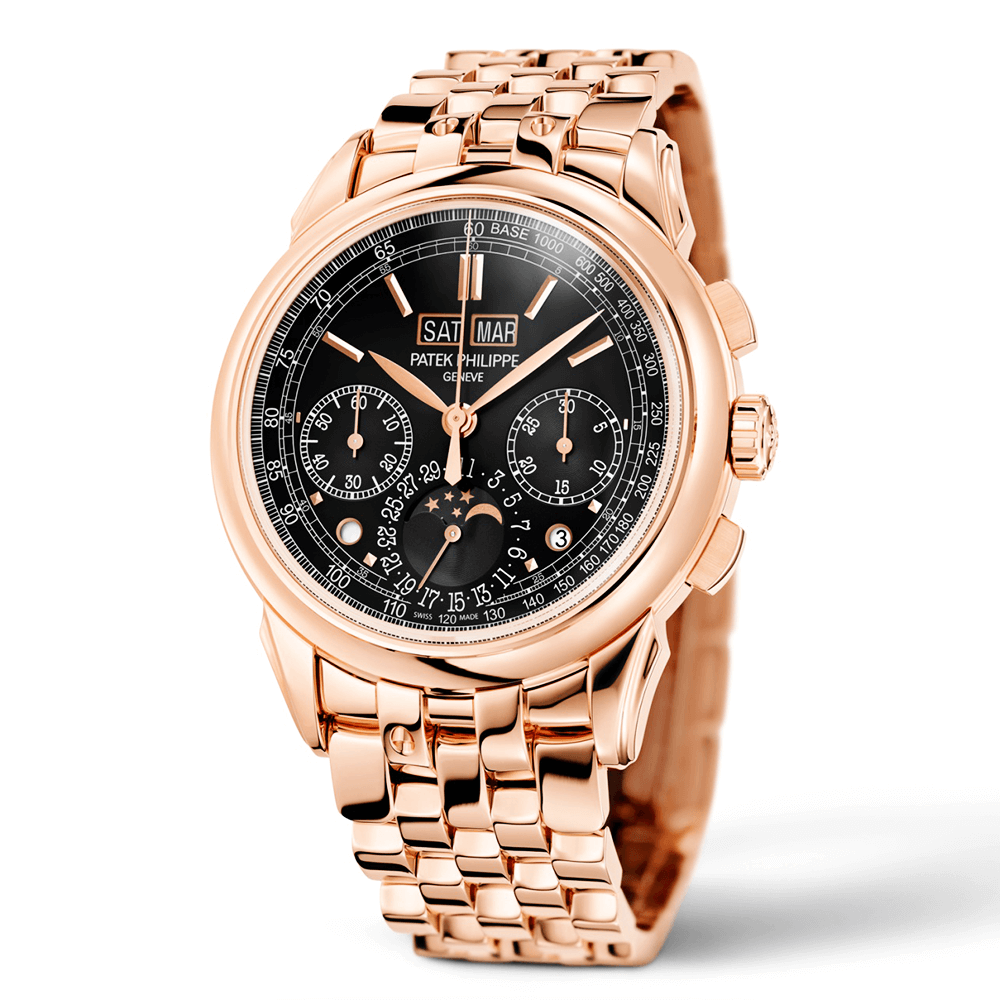 Patek Philippe Grand Complications 18ct Rose Gold 41mm Black Dial Chronograph Watch - Berry's Jewellers