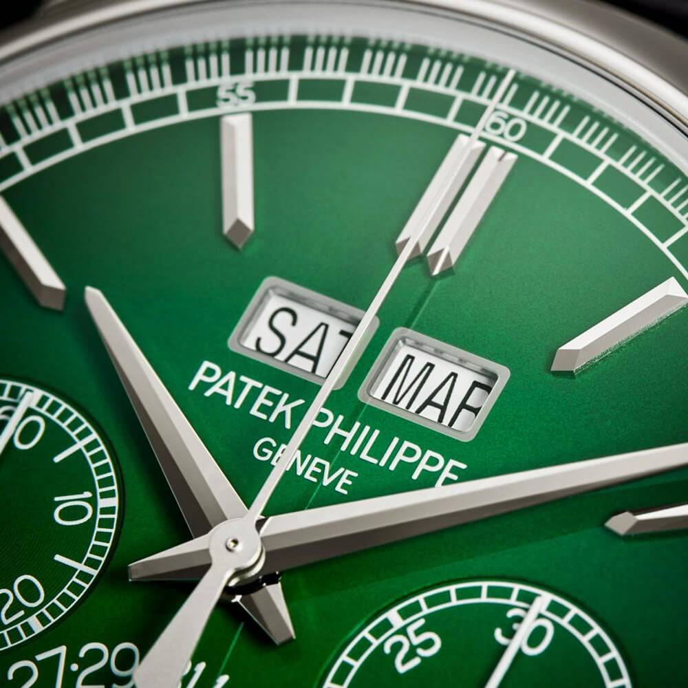 Patek Philippe Grand Complications 41mm Platinum Green Dial Perpetual Calendar Watch - Berry's Jewellers