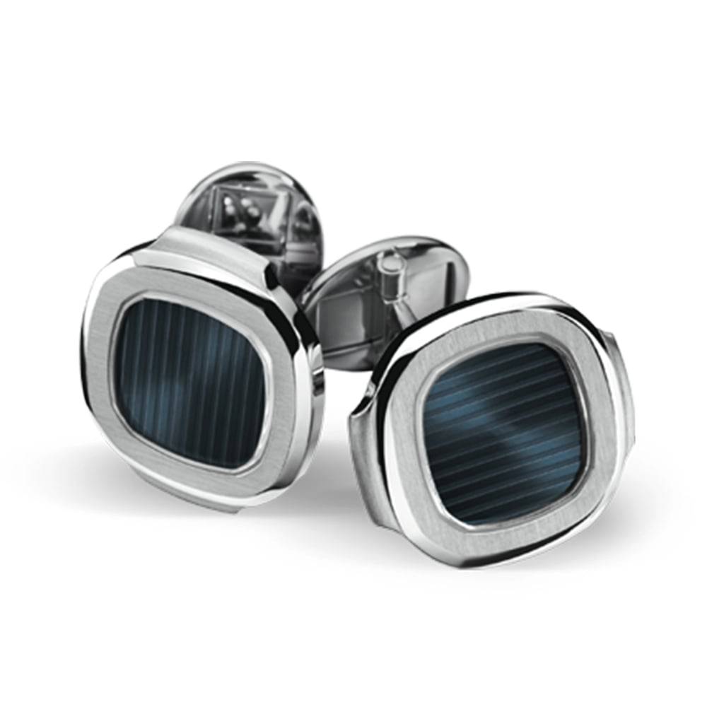 Nautilus 18ct White Gold & Blue Center Cufflinks