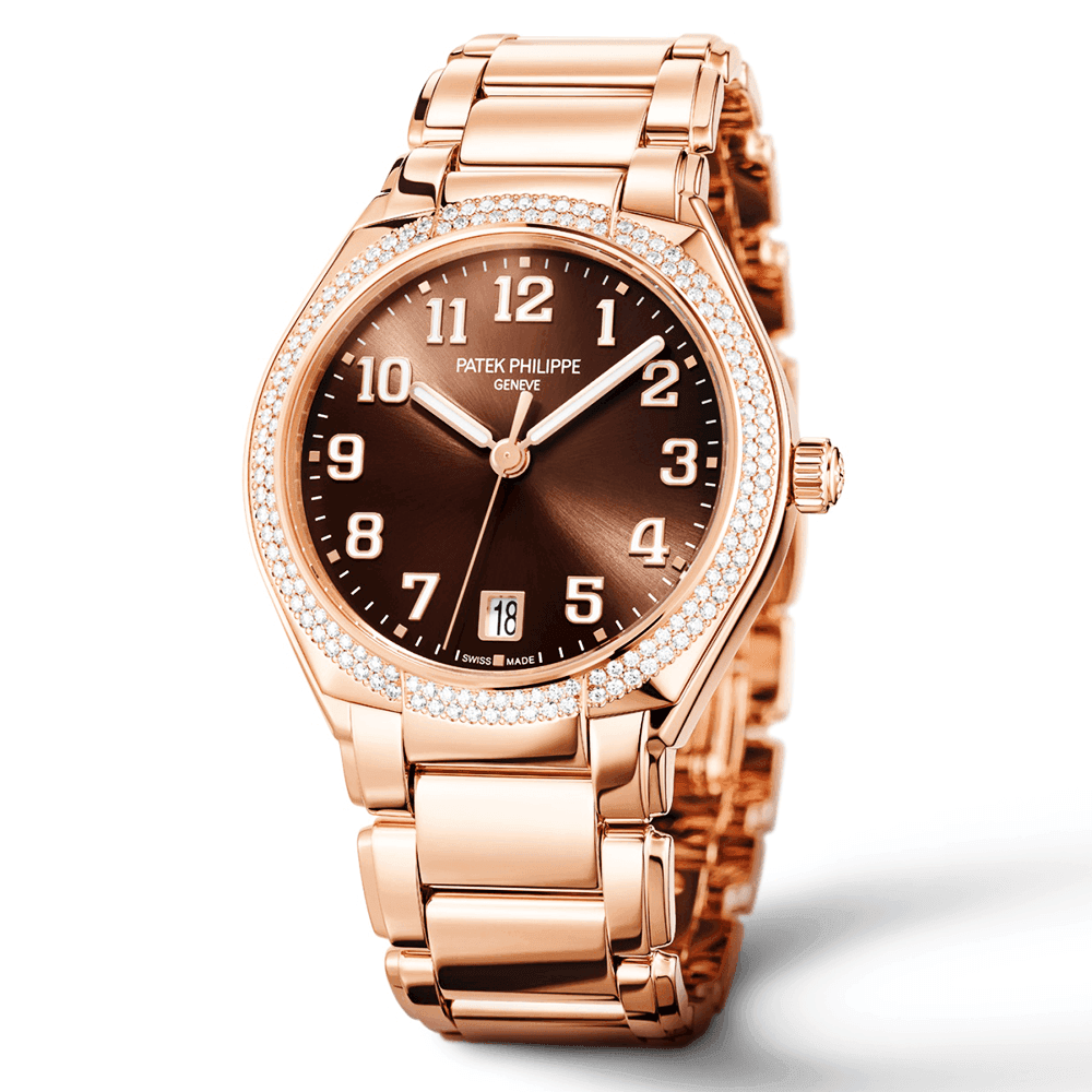 Patek Philippe Twenty~4 36mm 18ct Rose Gold & Brown Sunburst Dial Ladies Watch - Berry's Jewellers