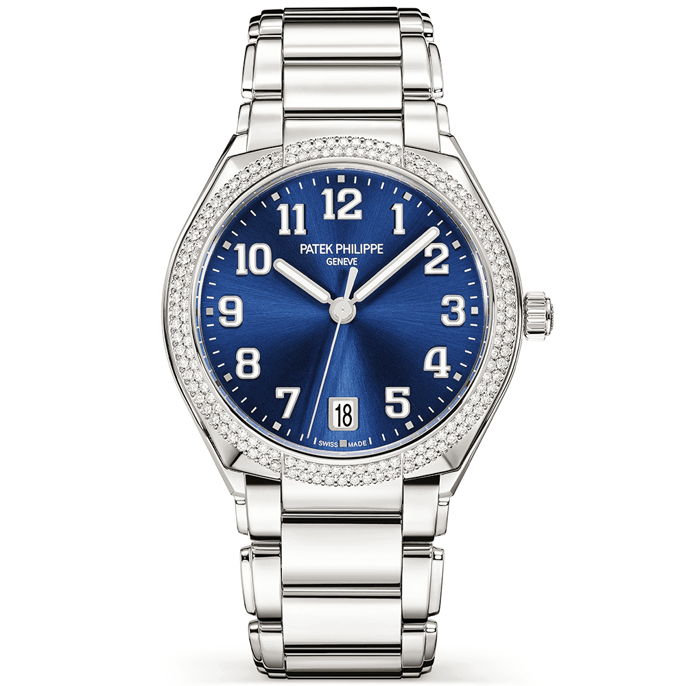 Patek Philippe Twenty~4 36mm Blue Sunburst Dial & Diamond Bezel Ladies Watch - Berry's Jewellers