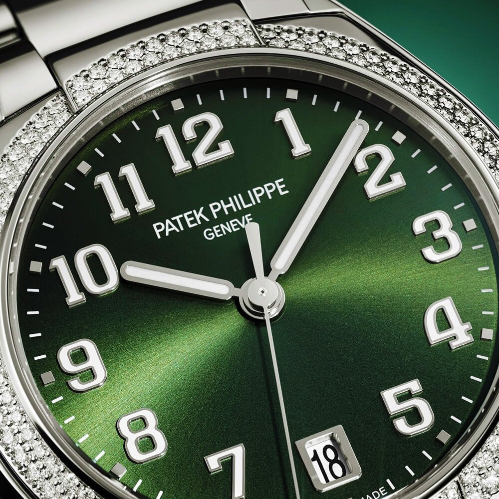 Patek Philippe Twenty~4 36mm Olive Green Sunburst Dial & Diamond Bezel Ladies Watch - Berry's Jewellers