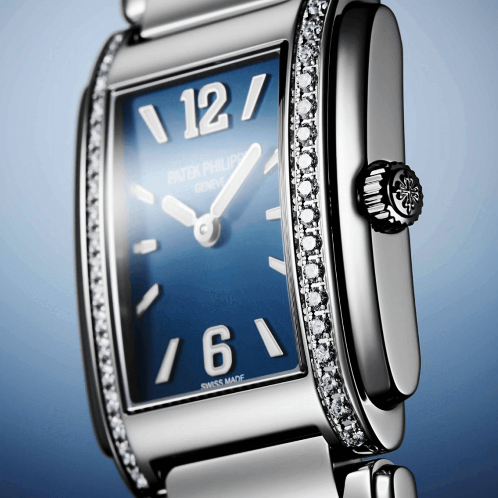 Patek Philippe Twenty~4 Diamond Set Bezel Blue Dial Ladies Bracelet Watch - Berry's Jewellers