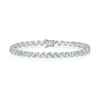 Platinum Round Brilliant Cut Diamond Leaf Design Tennis Bracelet