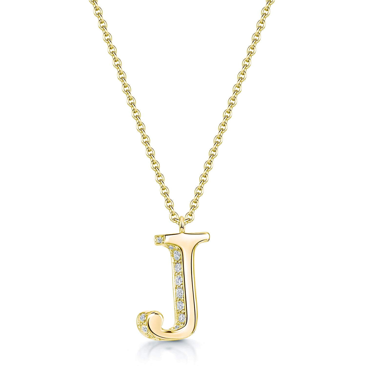 18ct Yellow Gold Diamond Initial Pendant & Chain