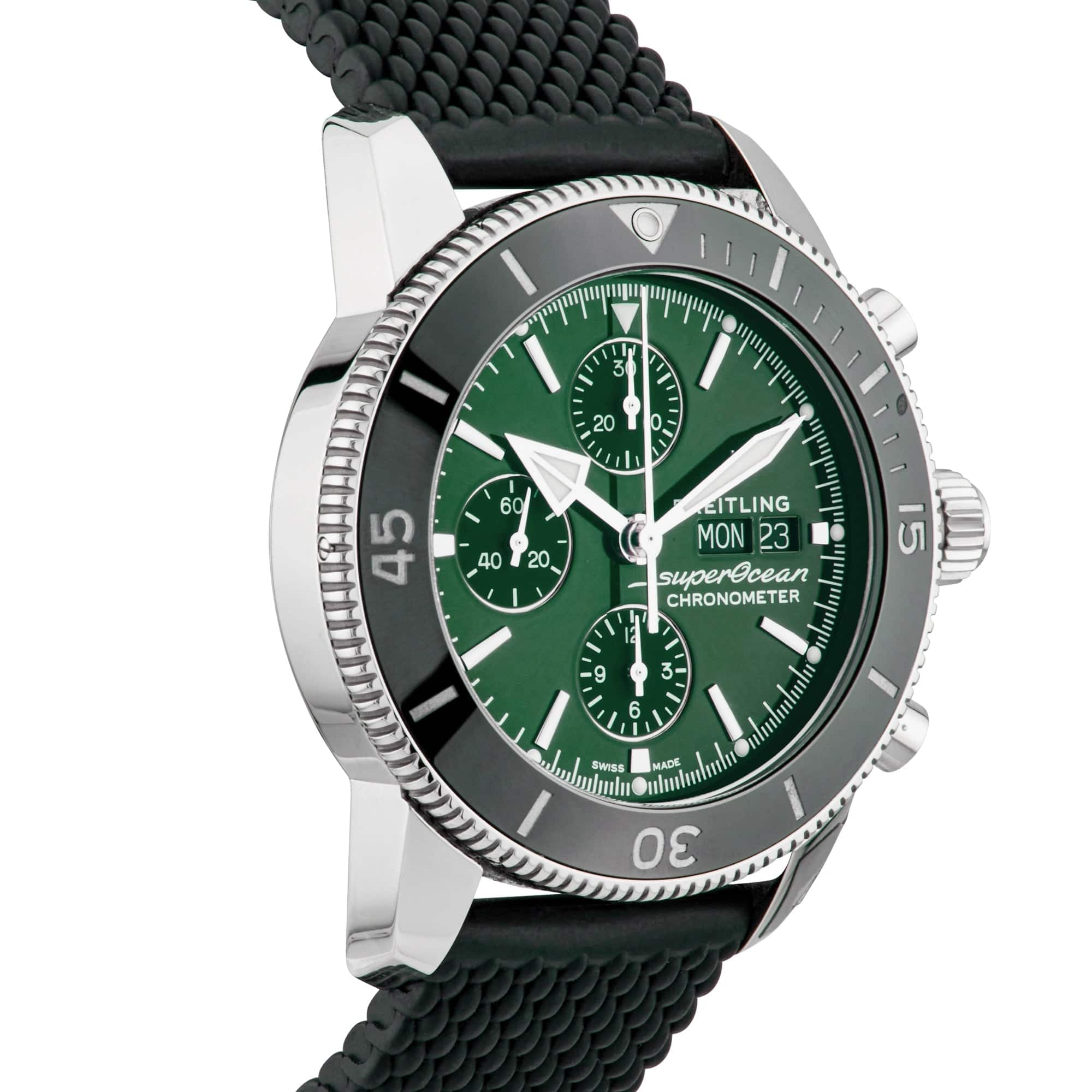 Pre-Owned Breitling Superocean Heritage Day/Date 44mm Green Dial Watch (2022) - Berry's Jewellers