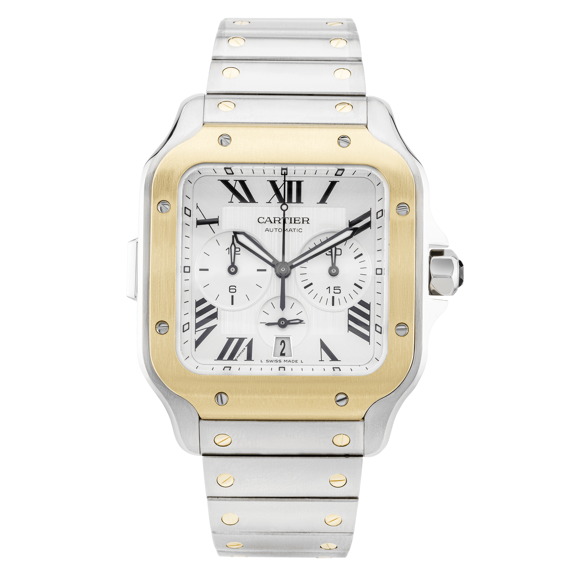 Cartier Santos Large Steel & 18ct Yellow Gold Chronograph Watch (2022)