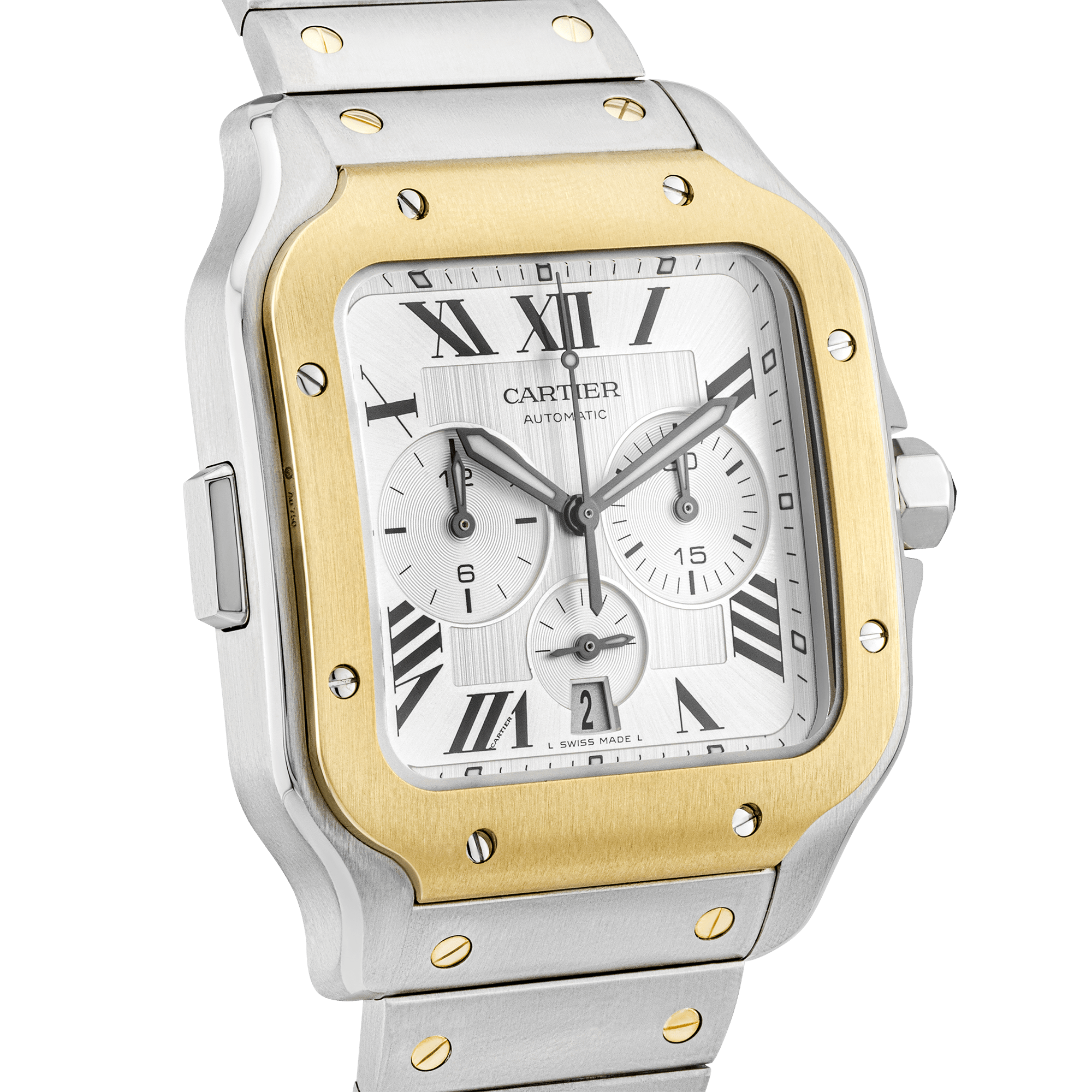 Cartier Santos Large Steel & 18ct Yellow Gold Chronograph Watch (2022)