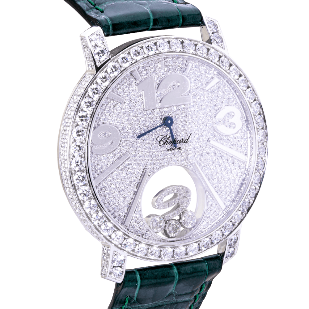 Pre-Owned Chopard Happy Diamonds 40mm 18ct White Gold Diamond Dial & Bezel Strap Watch - Berry's Jewellers