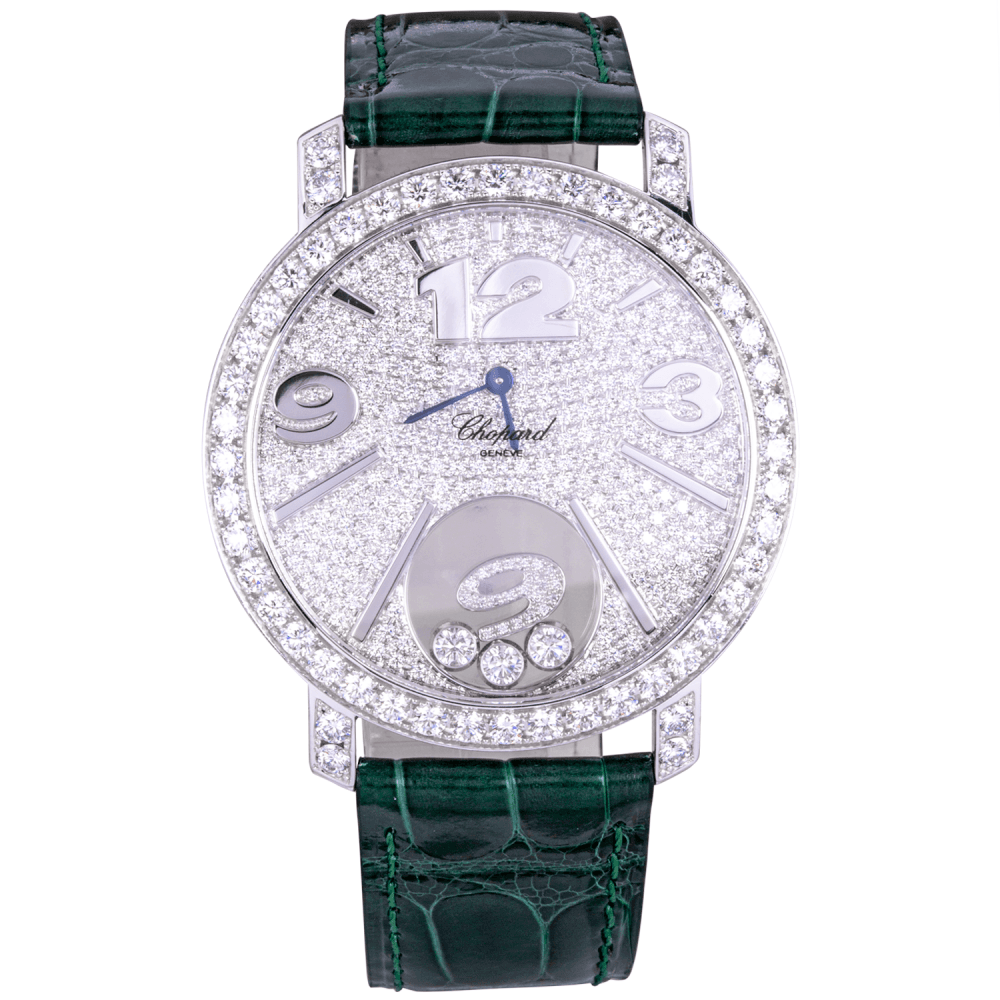 Pre-Owned Chopard Happy Diamonds 40mm 18ct White Gold Diamond Dial & Bezel Strap Watch - Berry's Jewellers