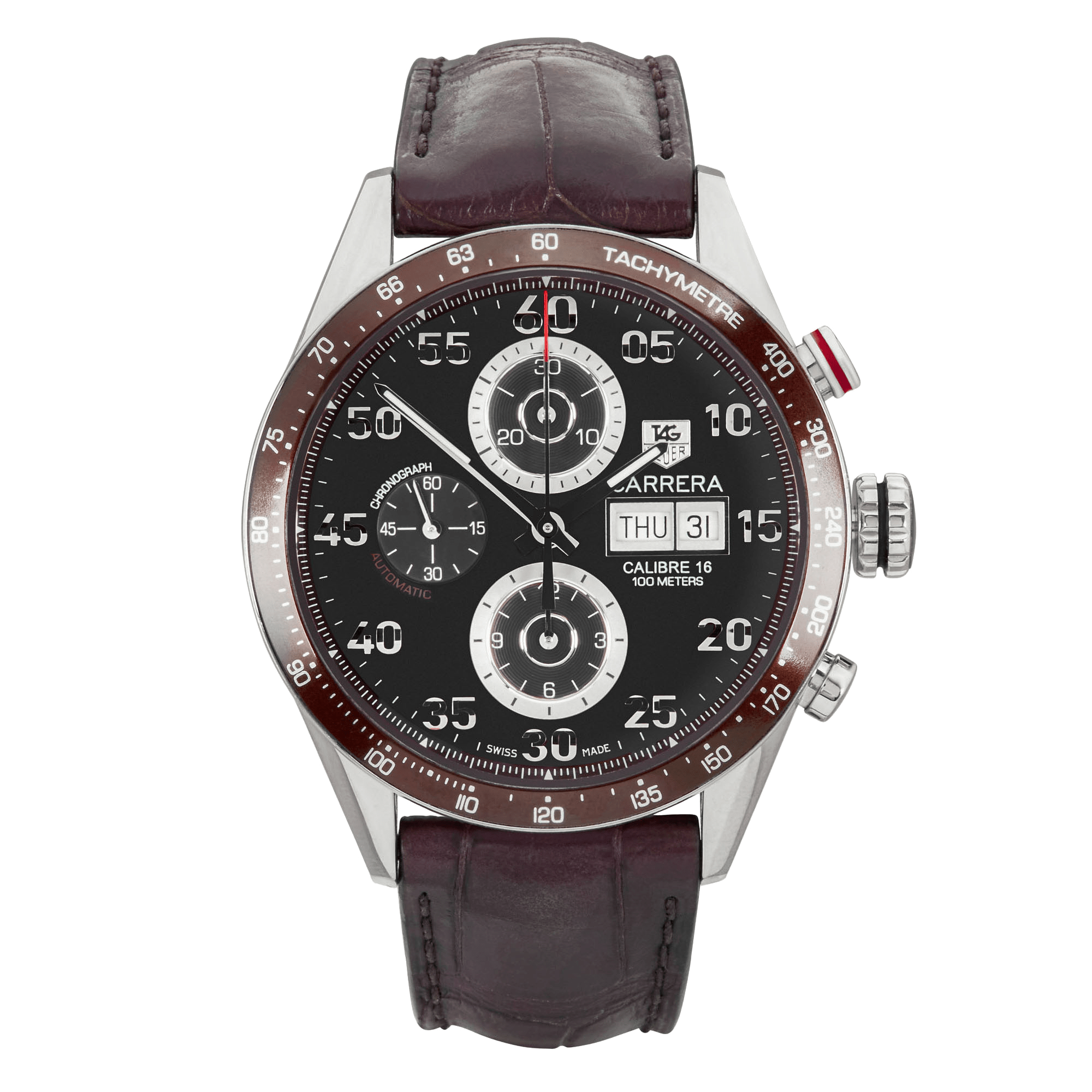 TAG Heuer Carrera 43mm Brown Dial Leather Strap Watch (2012)