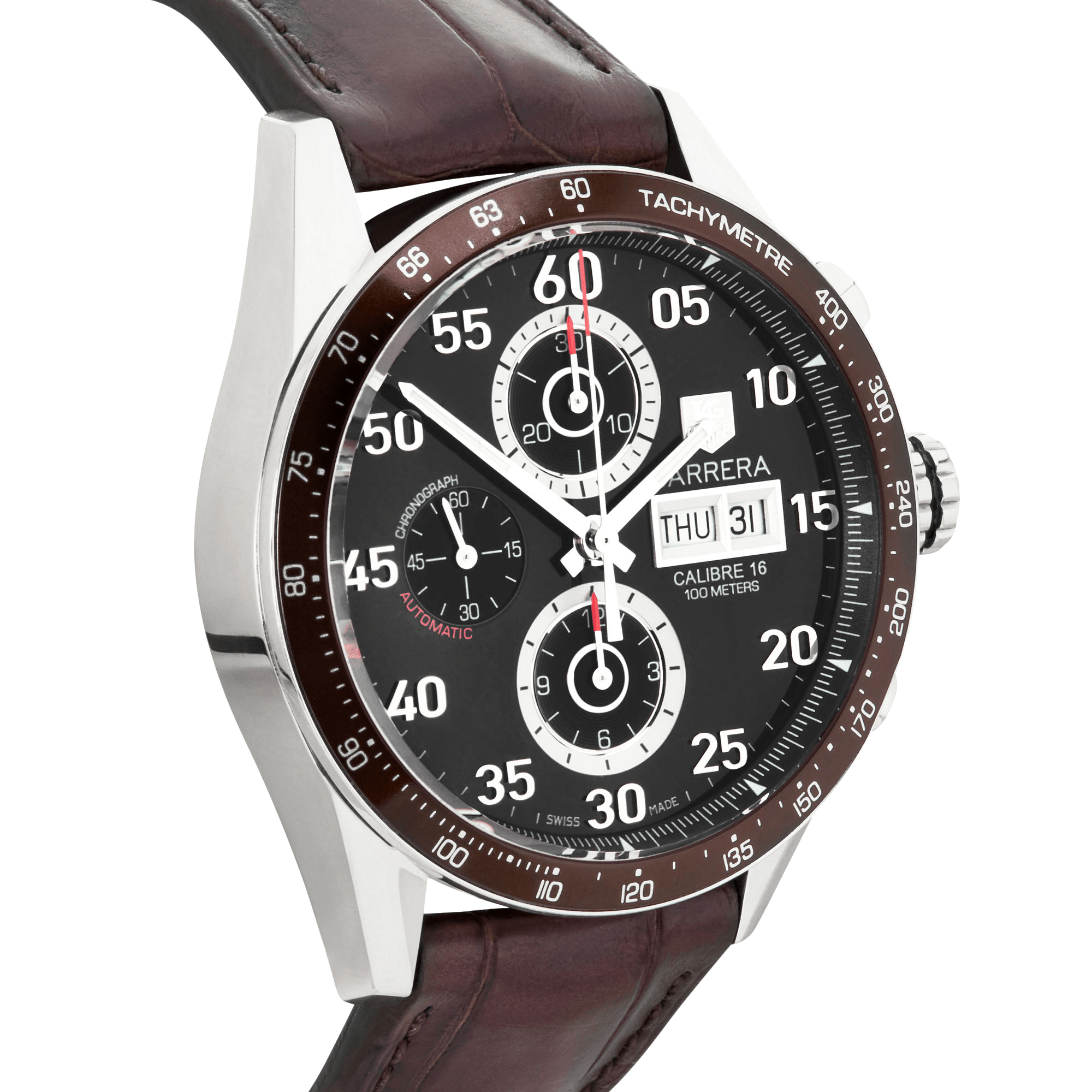 TAG Heuer Carrera 43mm Brown Dial Leather Strap Watch (2012)