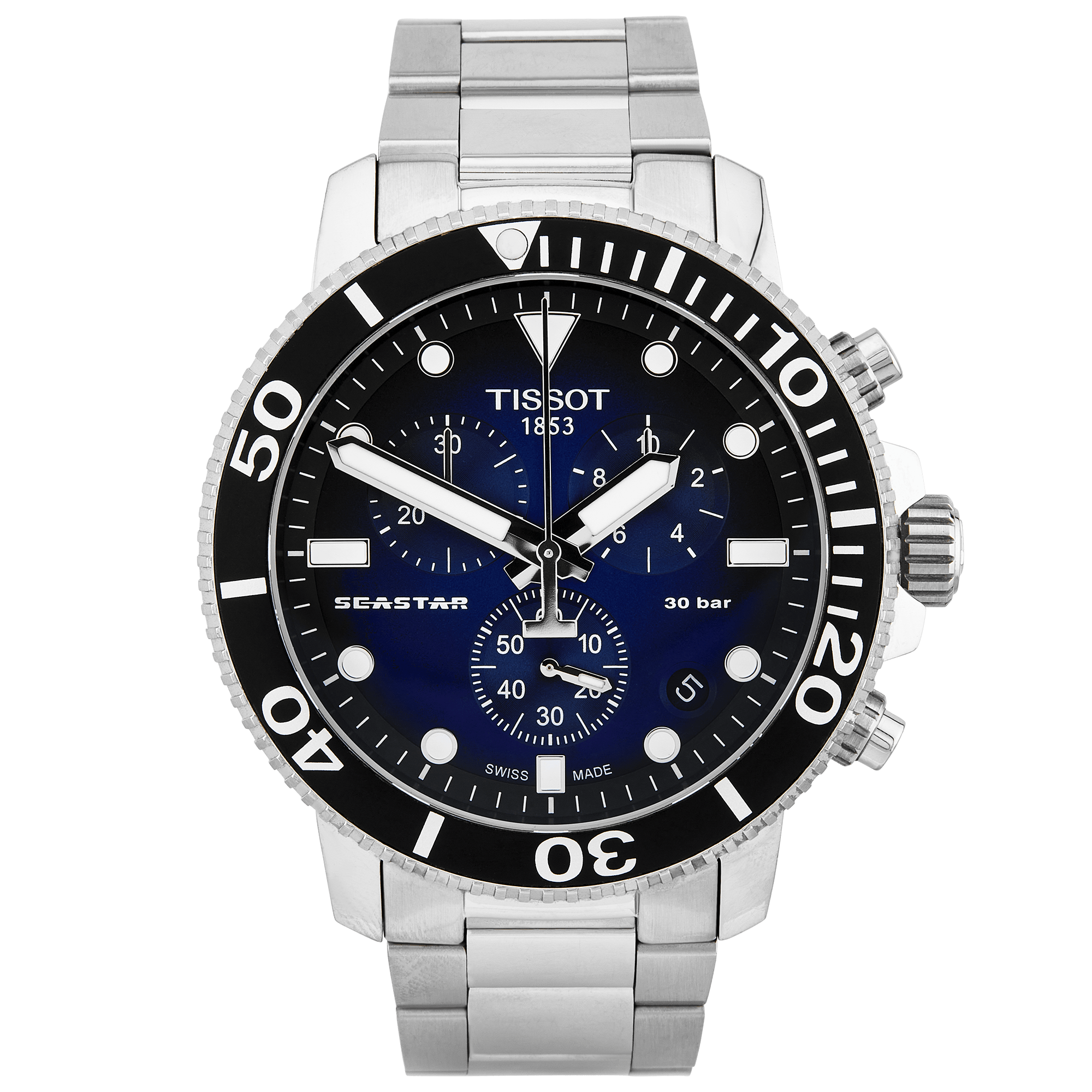 Pre-Owned Tissot Seastar 1000 45mm Blue Gradient Dial Chronograph Watch - Berry's Jewellers