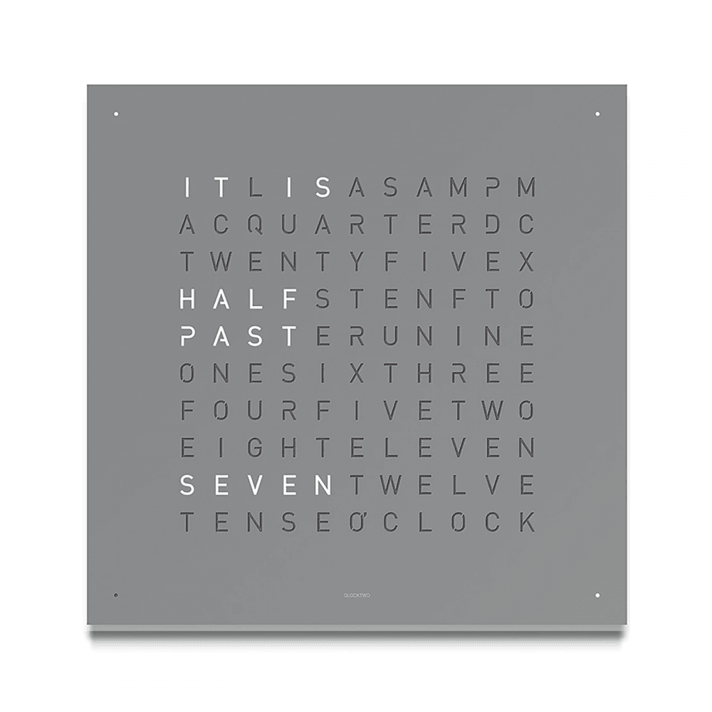 QLOCKTWO EARTH 45cm Stainless Steel Grey Wall Clock - Berry's Jewellers