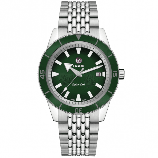 Captain Cook 42mm Green Dial Men's Automatic Bracelet Watch