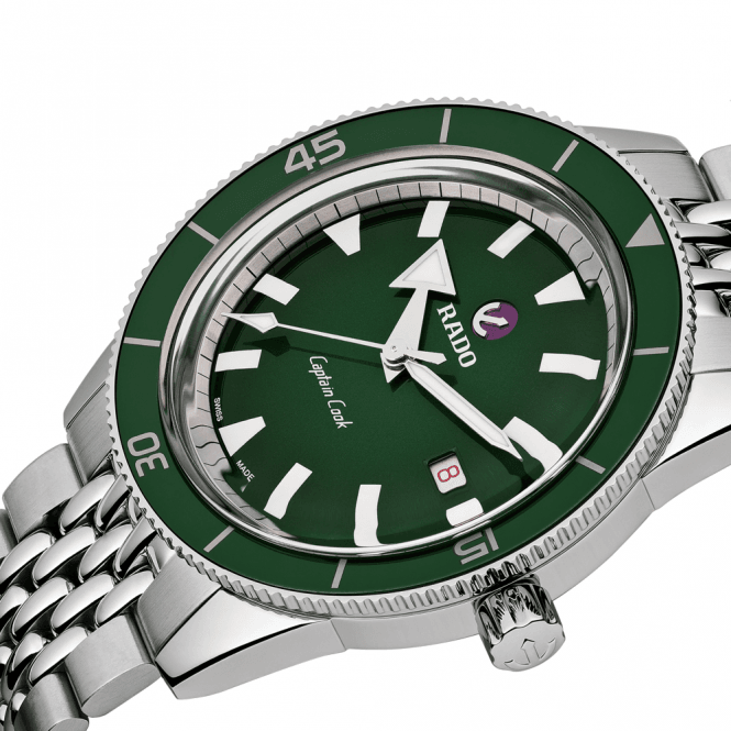 Rado Captain Cook 42mm Green Dial Men's Automatic Bracelet Watch - Berry's Jewellers