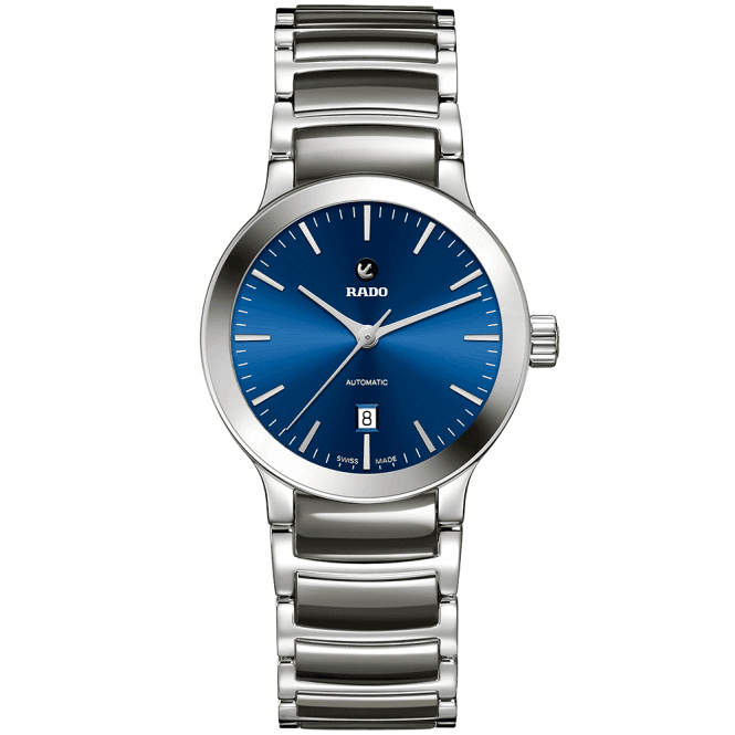 Rado Centrix 28mm Blue Index Dial Ceramic Automatic Bracelet Watch - Berry's Jewellers