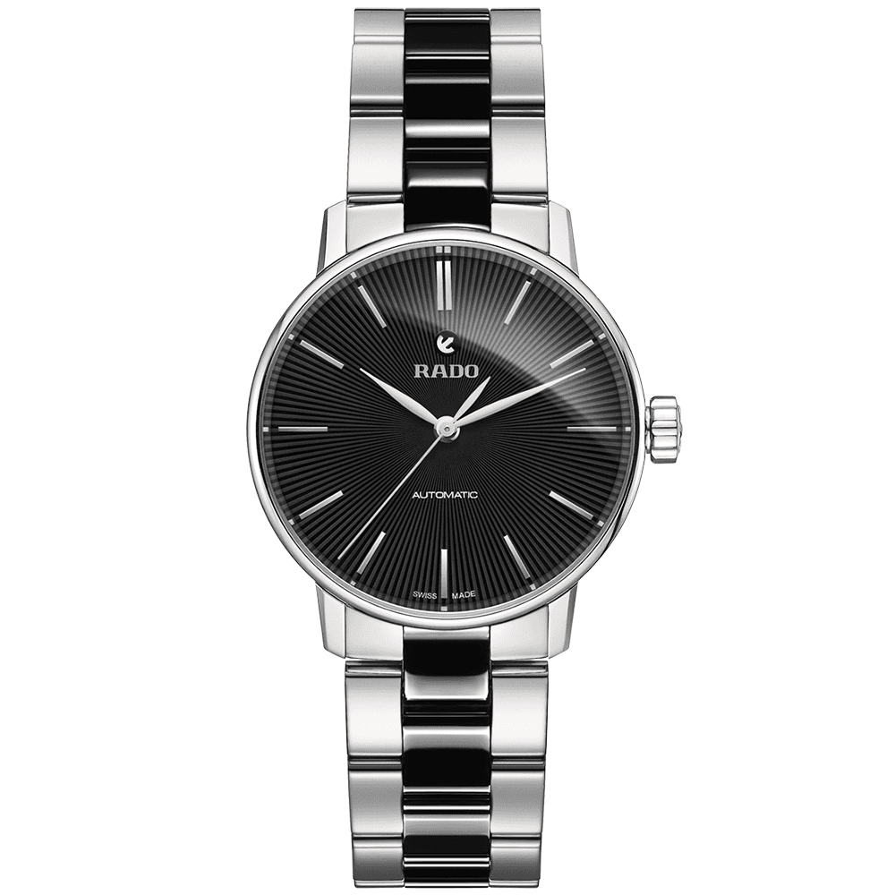 Rado Coupole Classic 32mm Steel & Black Ceramic Black Dial Ladies Bracelet Watch - Berry's Jewellers