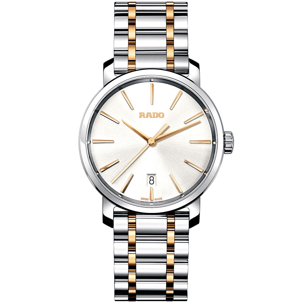 Rado Diamaster 46mm Steel & Rose PVD Silver Dial Men's Bracelet Watch - Berry's Jewellers