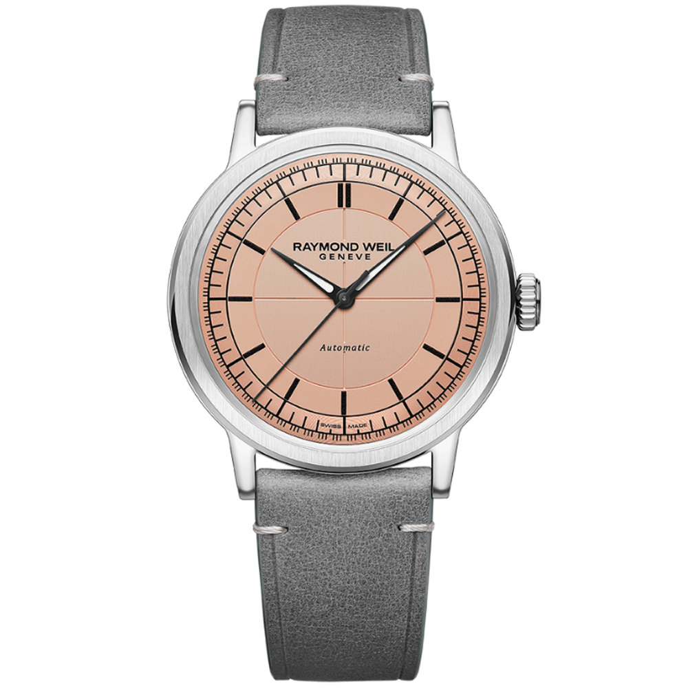 Millisime 40mm Salmon Dial Automatic Men's Strap Watch