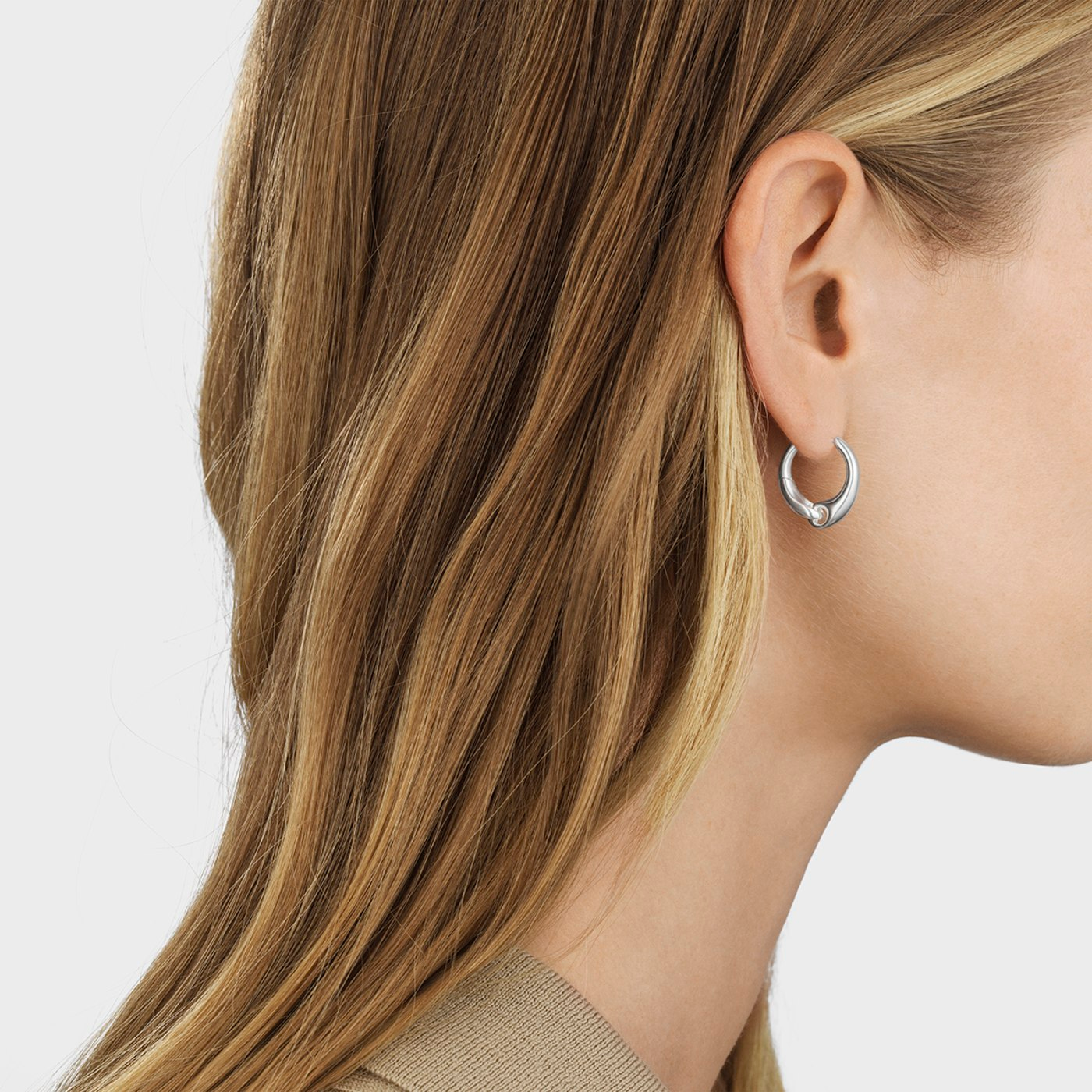 Georg Jensen Reflect Silver Large Earhoops - Berry's Jewellers