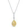 18ct White and Yellow Gold Pear Cut Yellow Diamond Halo Pendant