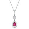 18ct White Gold Pear Cut Ruby And Diamond Pendant