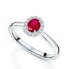 Platinum Oval Ruby And Diamond Cluster Ring