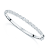 18ct White Gold Emerald Cut Diamond Rub Over Set Bangle