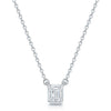 18ct White Gold Emerald Cut Diamond 0.50ct Rub Over Pendant