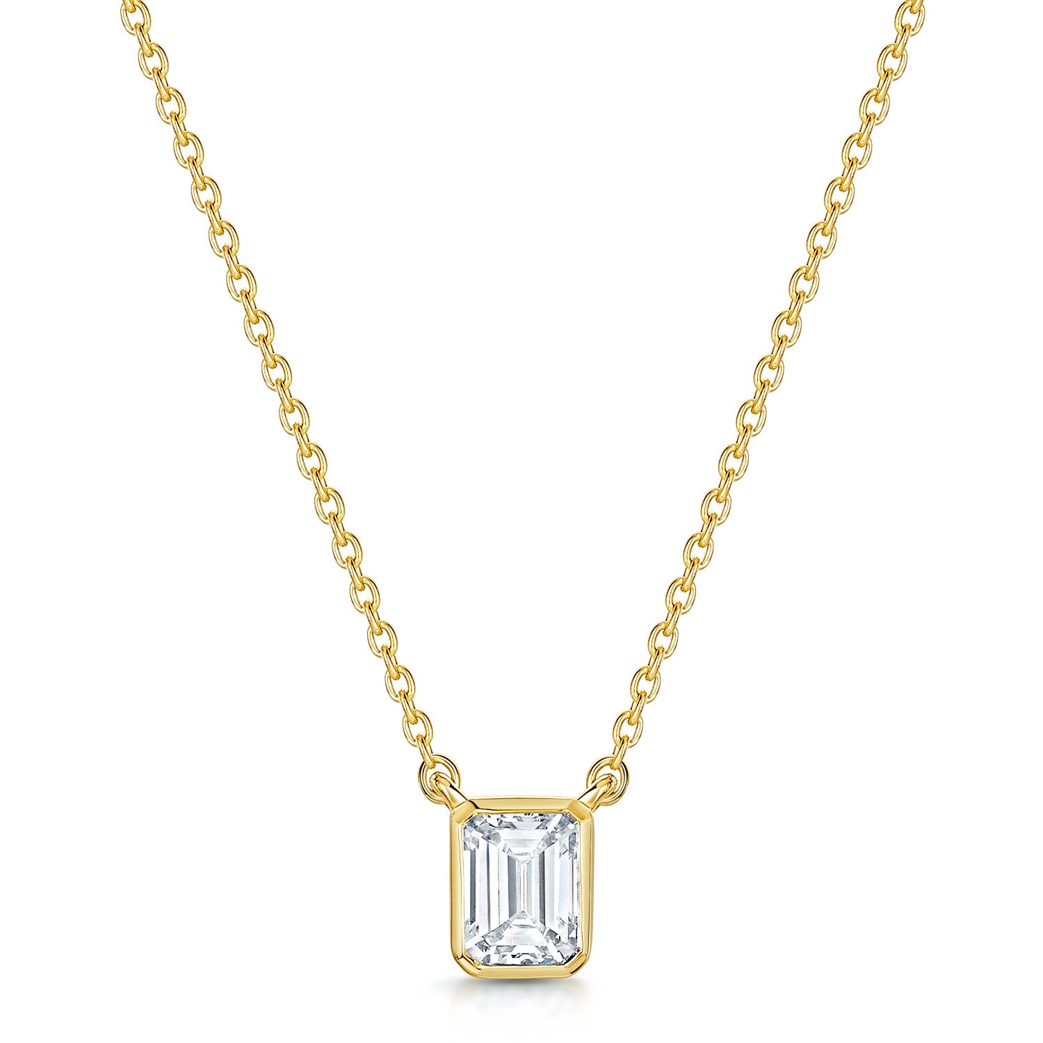 Berry's 18ct Yellow Gold Emerald Cut Diamond 0.80ct Rub Over Pendant - Berry's Jewellers